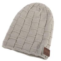 USHOT Wireless Hands-Free Bluetooth Beanie Hat Sport Speaker Knit Cap, Built-in Mic, Big Grid (Gray)