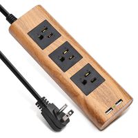 SUPERDANNY 9.8ft Surge Protector Power Strip Wood Grain Desktop Charging Station Extension Cord 3 Outlet 2 USB Fire-Retardant with Fastening Cable Tie for iPhone iPad Computer Home Office