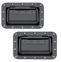 MIYAKO USA Set of 2 Spring Loaded Speaker Cabinet Handles 5.5 x 3.9 inches with recessed Back Black Metal (1 Pair)
