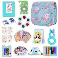Amarcor Instax Mini 9 Camera Accessories Set for Fujifilm Instax Mini 9/ Mini 8/ Mini 8+ Camera,Includes Mini 9 Case/Albums/Six Color Filters/Selfie Lens/Camera Sticker (12 in 1 Peony)