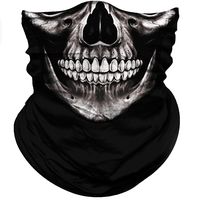 Obacle Motorcycle Face Mask Sun UV Dust Wind Protection Tube Mask Seamless Bandana Skeleton Face Mask for Men Women Bike Riding Cycling Biker Outdoor Festival (Skull Neat Teeth Black Face)