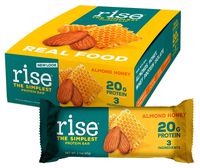 Rise Whey Protein Bar, Almond Honey, Healthy Breakfast & Snack Bar, 20g Protein 4g Dietary Fiber, 3 Natural Whole Food Ingredients, Simplest Non-GMO, Gluten Free, Soy Free Bar, 12 Pack