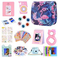 Amarcor Instax Mini 9 Camera Accessories Set for Fujifilm Instax Mini 9/ Mini 8/ Mini 8+ Camera,Includes Mini 9 Case/Albums/Six Color Filters/Selfie Lens/Camera Sticker (12 in 1 Lotus Flamingo)