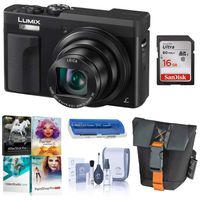 Panasonic LUMIX DC-ZS70K, 20.3 Megapixel, 4K Digital Camera, Touch Enabled 3-inch 180 Degree Flip-Front Display, 30X Zoom (Black), Bag, 16GB SDCard, Corel PC Software, Cleaning Kit, Card Reader