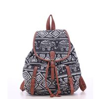 WINOMO Elephant Rucksack Laptop Daypack Drawstring Canvas Backpack (Black)