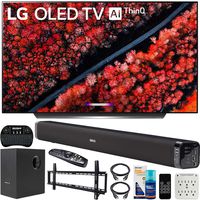 LG OLED65C9PUA 65" C9 4K HDR Smart OLED TV w/AI ThinQ (2019) w/Soundbar Bundle Includes Deco Gear 60W Soundbar with Subwoofer, 37-70" Low Profile Wall Mount Kit, 2.4GHz Wireless Keyboard and More