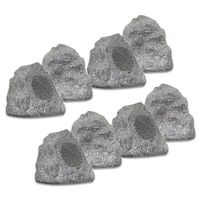 Theater Solutions 8R4G Outdoor Granite Rock 8 Speaker Set for Deck Pool Spa Patio Garden