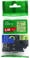 LM Tapes - Brother PT-1280 1/2" (12mm 0.47 Laminated) Black on Bright Green (Fluorescent) Compatible TZe P-touch Tape for Brother Model PT1280 Label Maker with FREE Tape Guide Included