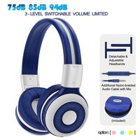 SIMOLIO Wireless Bluetooth Headsets with Share Port for Girls, Boys, Teens, Bluetooth Kids Headsets with 75dB,85dB,94dB Safe Volume Limited, Durable Kids Bluetooth Headphones with Microphone(Grey)