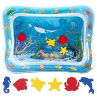 Tummy Time Baby Water Mat for 3 6 9 Months Tolders, Exercise N Play Free Splashing Toddler Inflatable Play Mat Early Development Activity Centers