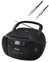 Jensen Portable Stereo CD Cassette Recorder with AM/FM Radio Plus 6ft Kubicle Aux Cable Bundle