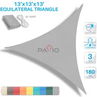 Patio Paradise 13' x 13' x 13' Light Grey Sun Shade Sail Equilateral Triangle Canopy, 180 GSM Permeable Canopy Pergolas Top Cover, Permeable UV Block Fabric Durable Outdoor, Customized Available