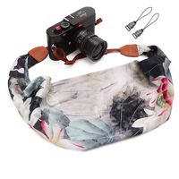 Camera Strap Scarf Vintage Floral Fabric DSLR Universal Neck Shoulder Belt for Women by Deanoy(White and Gray)