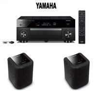 Yamaha AVENTAGE RX-A1080 7.2-ch 4K Ultra HD AV Receiver with HDR, Dolby Vision, Compatible with Alexa. + Pair of Yamaha MusicCast WX-010 Wireless Speaker (Black) Bundle