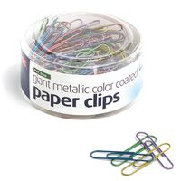 Officemate PVC-Free Assorted Color Coated Giant Paper Clips, 200 per Tub (97226)