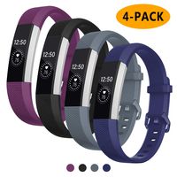 Welltin Bands Compatible with Fitbit Alta/Alta HR for Women and Men(4 Pack), Classic Soft Silicone Sport Strap Replacement Wristband for Fitbit Alta/Alta HR/Fitbit,Small Large