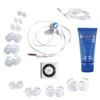 Underwater Audio 100% Waterproofing Compatible with iPod Shuffle, Swimbuds Sport Headphones, and AquaGuard (Silver)