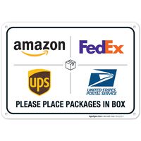 Package Delivery Sign, Delivery Instructions for FedEx Amazon Ups USPS Sign, 10x7 Rust Free Aluminum,Weather/Fade Resistant, Easy Mounting, Indoor/Outdoor Use, Made in USA by SIGO SIGNS