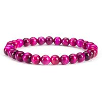 Cherry Tree Collection Gemstone Beaded Stretch Bracelet 6mm Round Beads | Medium - 7" (Pink Tiger's Eye)