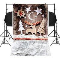 Sunshinehomely 3x5ft Christmas Photography Backdrop Brick Fireplace Deer Christmas Tree Backgrounds Children Photography (A)