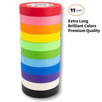 Colored Masking Painters Craft Tape Jumbo 11 Pack - Extra Long Premium Rolls - 1 Inch Wide, 60 Yards Long, Bright Colors. Great for Arts & Craft Projects, Fun for Kids & Adults - Washi Tape