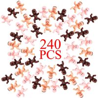 FECEDY 240pcs Mini Plastic Babies Crafting Baby Dolls for Baby Shower Party Decorations Baby Birthday Party Favors Baby Bathing 1" Brown,Latin,Pink
