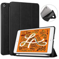 Dadanism New iPad Mini 5 Case 2019 with Pencil Holder, [Strong Protection] Ultra Slim Lightweight Soft TPU Back Trifold Stand Smart Cover with Auto Sleep/Wake Fit New iPad Mini 5th Gen 7.9", Black