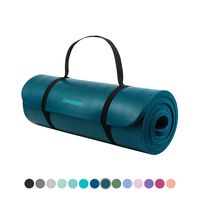 Retrospec Solana Yoga Mat 1" Thick w/Nylon Strap for Men & Women - Non Slip Excercise Mat for Yoga, Ocean Blue, 1 inch (3402)