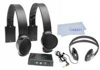Audio Fox Wireless TV Speakers Value Bundle with Stereo Headphones and Liberty Cleaning Cloth (Black)