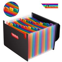 Magicfly Expandable File Folder with Lid, 24 Pocket Accordion File Organizer, A4 Letter Size Portable Rainbow Document Organizer with Guides, Multi-Color File Wallets Stand Bag for Office, Business