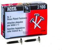 ACCO Brass Paper Fasteners, 3/4", Plated, 1 Box, 100 Fasteners/Box (71703)
