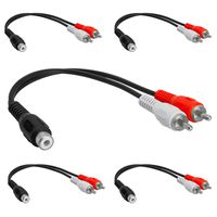 Cmple - [5 Pack] 2 RCA Male to 1 RCA Female Stereo Audio Y-Cable, 2 RCA Plugs to 1 x RCA Jack Y-Adapter Subwoofer Cable