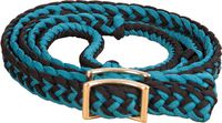Southwestern Equine New Braided Barrel Racing Reins - Flat w/Easy Grip Knots 8ft (Teal & Black)
