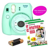 Fujifilm - Instax Mini 9 Instant Camera Product Bundles | Film Pack Options | Fujifilm Renewed (Mini 9 + 2 Film Packs, Mint Green)