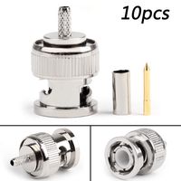 Areyoushop 10Pcs BNC Male Plug RF Straight Crimp Adapter for RG174 RG316 RG179 LMR100 Cable