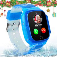 MiKin Kids Smartwatch Phone for Girls Boys IP67 Waterproof GPS Tracker Watches 2 Way Call Voice Message Math Games Front Camera SOS Alarm Clock LED Flashlight 1.44" Touch Screen Gizmo Smart Watch