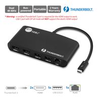 SIIG Thunderbolt 3 Dock with Dual 4K HDMI Display Adapter and USB 3.0, 40 Gbps - Docking Station for Mac / Windows Thunderbolt 3 Certified Laptops PC