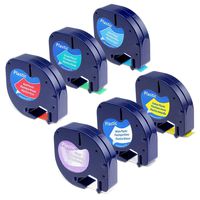 6-Pack Compatible DYMO LetraTag Plastic Label Tape Refills 16952 91331 91332 91333 91334 91335 Multi-Color Combo Set, 1/2 Inch x 13 Feet for Dymo LetraTag LT100H Plus LT100T QX50 Label Maker