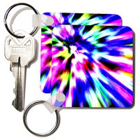 3dRose Motion of Color, Colorful Tie Dye Style Design with Movement Key Chains, Set of 2 (kc_174725_1)
