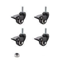 SungMi 4 Pack 2" Heavy Duty Caster Wheels Polyurethane PU Swivel Casters with 360 Degree Threaded Stem 440lb Total Capacity for Set of 4 Black (4 with Brakes) Nuts Include SM-AMS-220016