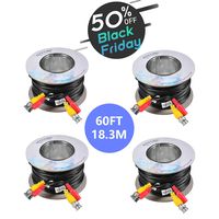 60FT BNC Cable,NexTrend 4 Pack 60 FT BNC Video Power Cable for Surveillance CCTV Security System - 5MP Maximum