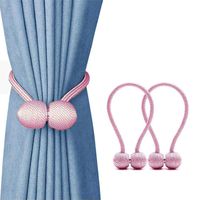 2 Pieces Magnetic Curtain Tiebacks, Home Curtain Buckle Strong Magnetic Curtain Buckle Curtain Clips Rope Straps Indoor Office Window Curtain Bracket Decoration (Pink)