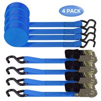 Ohuhu Ratchet Tie Down Straps - 4 Pack - 15 Ft - 500 Lbs Load Cap with 1500 Lb Breaking Limit, Cargo Car Truck Roof Rack Rachet Strap Set for Lawn Equipment, Moving Appliances, Motorcycle - Blue