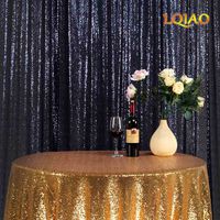 LQIAO Navy Blue Sequin Backdrop Background 8FTx8FT,Sequin Curtain Backdrop Photo Booth Wedding Props Glitter Party Background Decorations, Pocket 8x8FT(240x245cm)