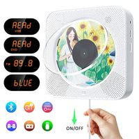 Portable CD/DVD Player with Bluetooth,Wall Mountable CD DVD Player HDMI Built-in HiFi Speaker with Remote Control,Music CD Player,FM Radio,USB Playing for Home (White)