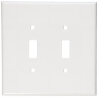 Leviton 88109 001-000 2-Toggle Oversized Wall Plate, 2 Gang, 5-1/4 in L X 5.31 in W 0.255 in T, Smooth, 1-Pack, White