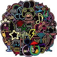 50Pcs Waterproof Vinyl Stickers Decals for Water Bottles Bicycle Car Skateboard Laptop Luggage, DIY Decal Graffiti Gift for Kids Boys Girls (Neon Style)
