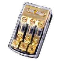 LEIGESAUDIO Copper 0/4 Gauge to 4/8 Gauge 80 Amp Mini ANL 3 Way Fuse Holder Distribution Block