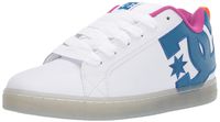 DC Men's Court Graffik Se Skate Shoe, White/Black/Cyan, 12 M US