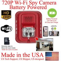 SecureGuard WiFi 60 Day Battery Powered 720P Fire Alarm Strobe Light Hidden Spy Camera (New Model, 60 Day Battery, 16GB SD, 720P Resolution)